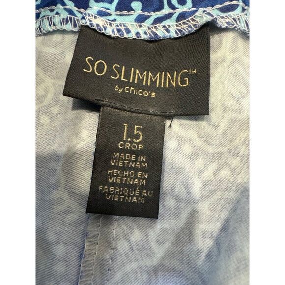 Chico's So Slimming Brigitte Cool Medallion Crop Pants Blue 1.5 (Sz 10) - Picture 6 of 10